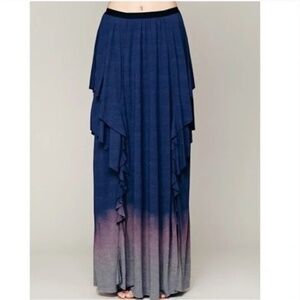 NWT Free People Never Fade Ruffles Slit Ombre Dip Dye Maxi Skirt